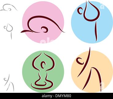 Boutons exercices de yoga isolated on white Illustration de Vecteur