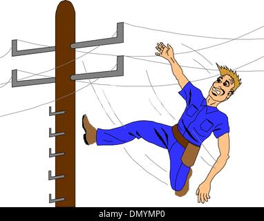 Électricien sur un pylône Illustration de Vecteur