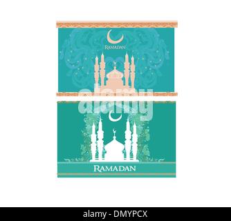 Ramadan - fond silhouette mosquée jeu carte Illustration de Vecteur