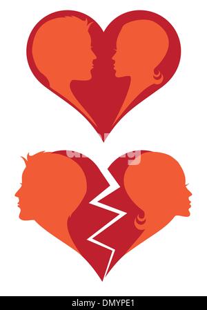 L'amour et de cœur brisé, vector Illustration de Vecteur