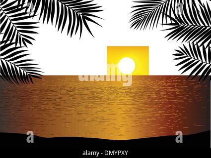 Tropical Beach Sunset Illustration de Vecteur