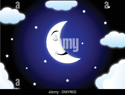 Moon cartoon sleeping Illustration de Vecteur