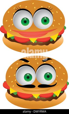 Burger personnage Illustration de Vecteur