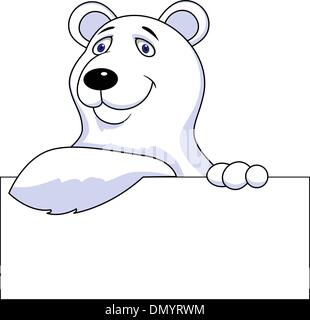 Polar bear cartoon avec blank sign Illustration de Vecteur