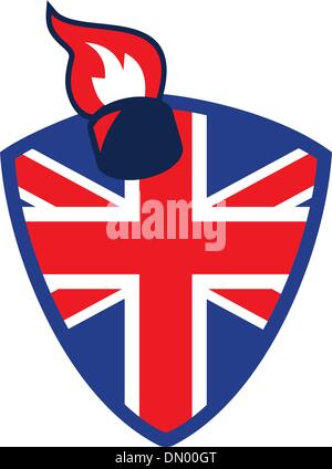 Hand Holding Flaming Torch drapeau britannique Illustration de Vecteur