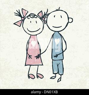 Couple dans l'amour. Doodles vecteur, illustration. Illustration de Vecteur