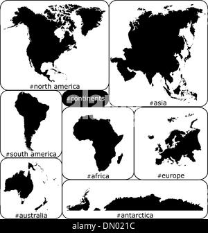 Sept continents Illustration de Vecteur