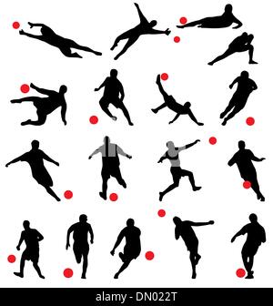 Jeu de silhouettes de football Illustration de Vecteur