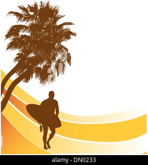 Logo surfeur sur la plage Illustration de Vecteur