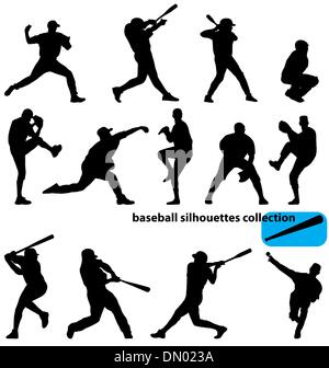 Silhouettes collection baseball Illustration de Vecteur