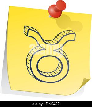 Signe astrologique taureau sticky note vector Illustration de Vecteur