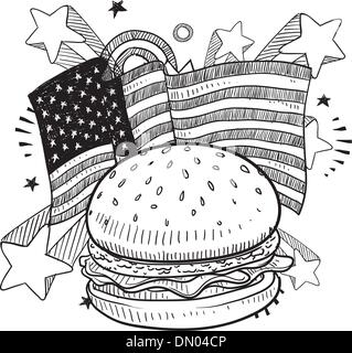 Hamburger américain Illustration de Vecteur