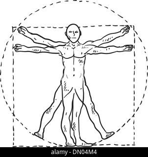 L'homme esquisse vecteur Da Vinci Illustration de Vecteur