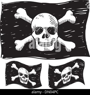 Drapeau pirate Jolly Roger dessin vectoriel Illustration de Vecteur
