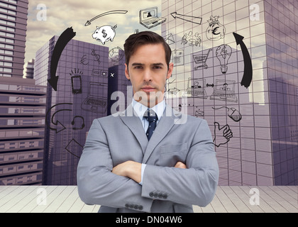 Composite image of young businessman looking at camera Banque D'Images