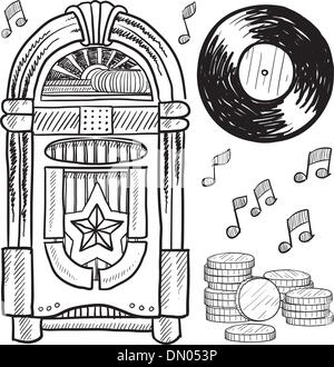 Jukebox rétro dessin vectoriel Illustration de Vecteur