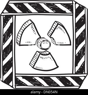 Avertissement rayonnement croquis vecteur Illustration de Vecteur