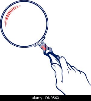Mains avec loupe Illustration de Vecteur