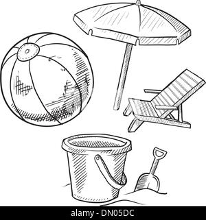 Les objets de la plage vector set Illustration de Vecteur