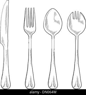 Croquis d'ustensiles Illustration de Vecteur