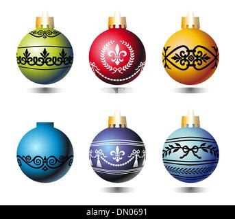 Boules de Noël avec des ornements Illustration de Vecteur