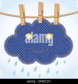 Nuage de pluie sur une corde Illustration de Vecteur