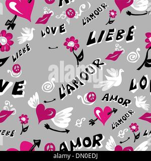 Les icônes de l'amour schéma homogène Illustration de Vecteur