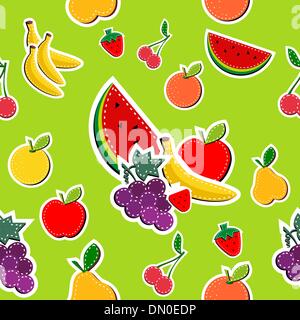 Fruits de couture dans le bloc modèle transparente couleurs Illustration de Vecteur
