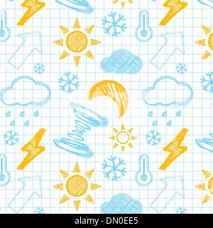 Météo hand drawn seamless pattern. Illustration de Vecteur