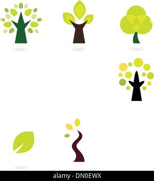 Les arbres abstraits vector set isolated on white Illustration de Vecteur