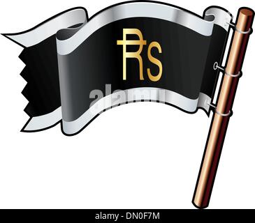 Drapeau pirate Roupie indienne Illustration de Vecteur