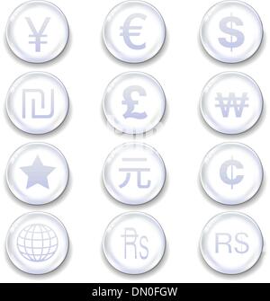 Monnaie internationale icon set Illustration de Vecteur