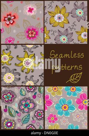 Motif floral Seamless vector set Illustration de Vecteur