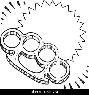 Brass knuckles sketch Illustration de Vecteur