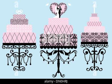 Des gâteaux d'anniversaire et de mariage, vector Illustration de Vecteur