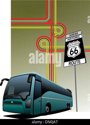 Couvrir pour brochure avec junction et bus libre. Vector Illustration de Vecteur