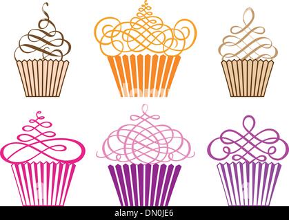 Série de cupcakes, vector Illustration de Vecteur