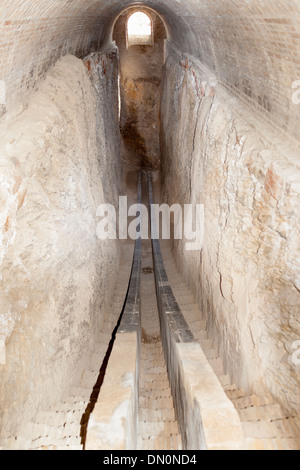 L'intérieur de l'Observatoire Ulugh Beg, également connu sous le nom de l'Observatoire d'Oulougbek, Samarkand, Ouzbékistan Banque D'Images