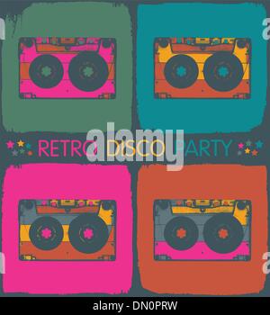 Rétro disco party invitation dans un style pop-art. Vector, EPS8 Illustration de Vecteur