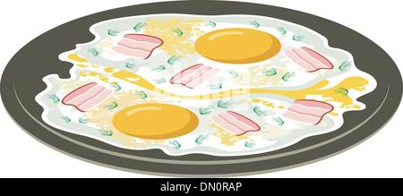 Oeufs au plat avec du bacon Illustration de Vecteur