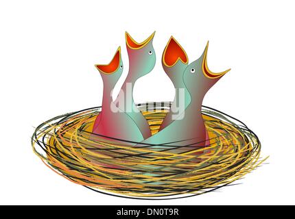 Les jeunes qui ont faim dans le nid Illustration de Vecteur