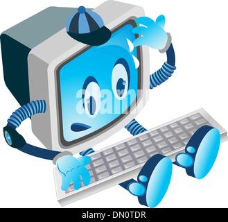 Image vectorielle d'un ordinateur avec les mains et les jambes visage Illustration de Vecteur