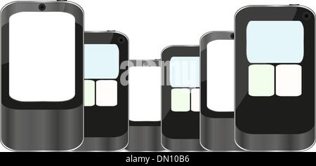 Les téléphones intelligents ensemble isolé sur fond blanc Illustration de Vecteur