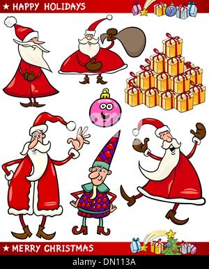 Cartoon ensemble de thèmes de Noël Illustration de Vecteur