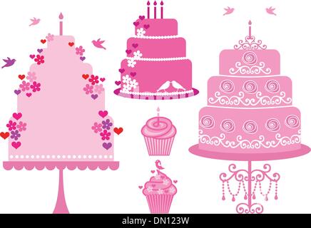 Des gâteaux d'anniversaire et de mariage, vector Illustration de Vecteur