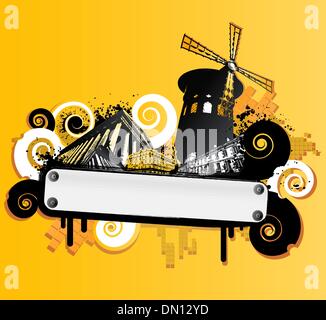 Swirly design rétro-ville historique Illustration de Vecteur
