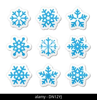 Flocons de Noël icons set Illustration de Vecteur