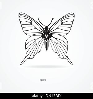 Abstract black papillon sur fond blanc Illustration de Vecteur