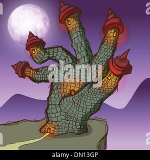 Arrière-plan de l'halloween avec château de creepy vector Illustration de Vecteur