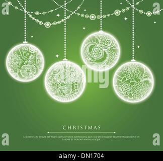 Boules de Noël avec texture doodle Illustration de Vecteur